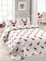 L'essentiel linge de maison Geyik - Juego de colcha individual Rojo clarete y Blanco